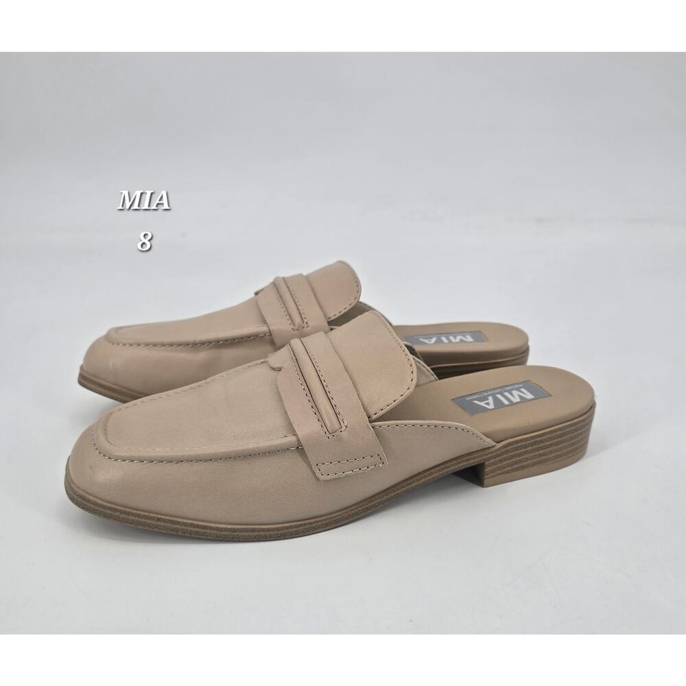 MIA Milia Beige Loafer Mule Women’s Size 8 Minimalist Slip On Neutral Capsule